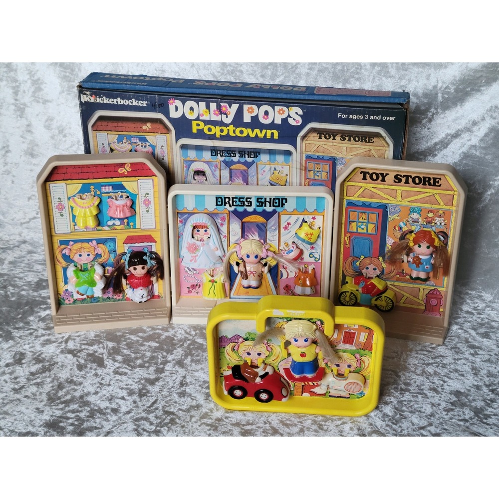 Vtg Knickerbocker Dolly Pops Poptown Playset 0545 + Outdoor Playtime Complete